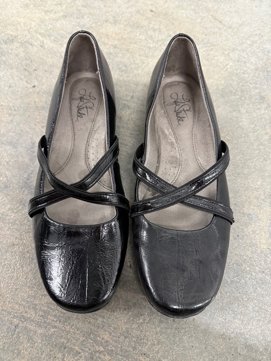Life Stride Shoes - Life Stride Black Patent Cross-Strap Ballet Flats